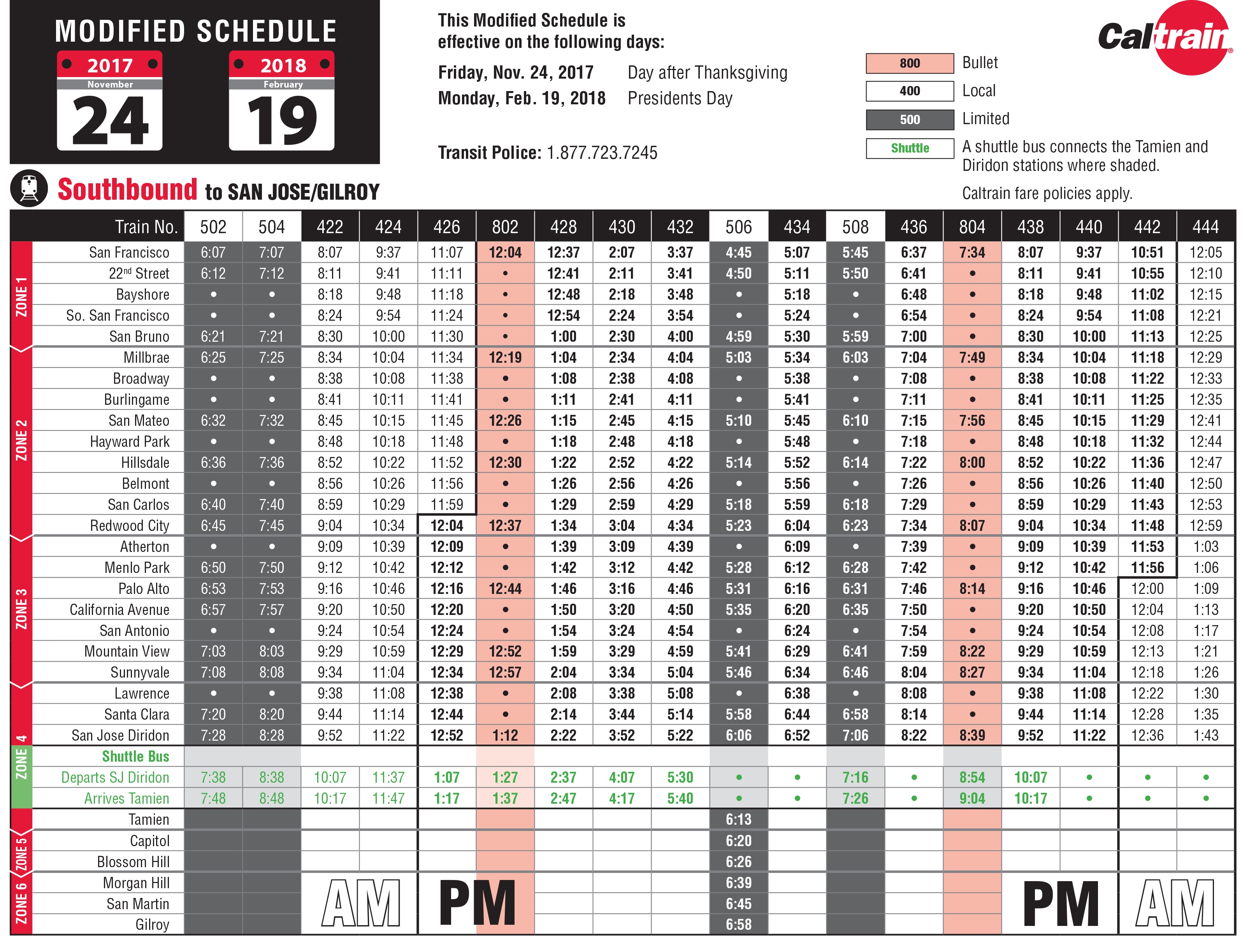 Caltrain schedule modified on President’s Day Climate Online