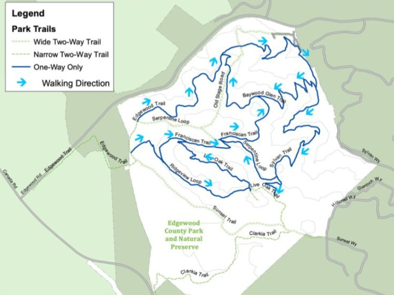 Some Edgewood Park trails converted to one-way to promote social ...