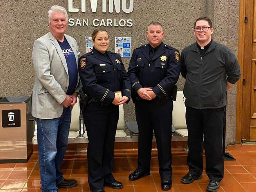 San Carlos: Deputy and detective honored for assisting church victimized by threats