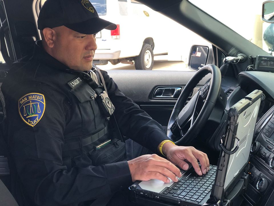 San Mateo police officer's celebrated upon return to work from major car accident