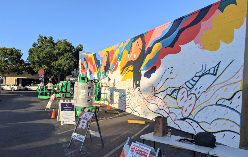 Foundation’s women-and-science-inspired mural underway in San Carlos